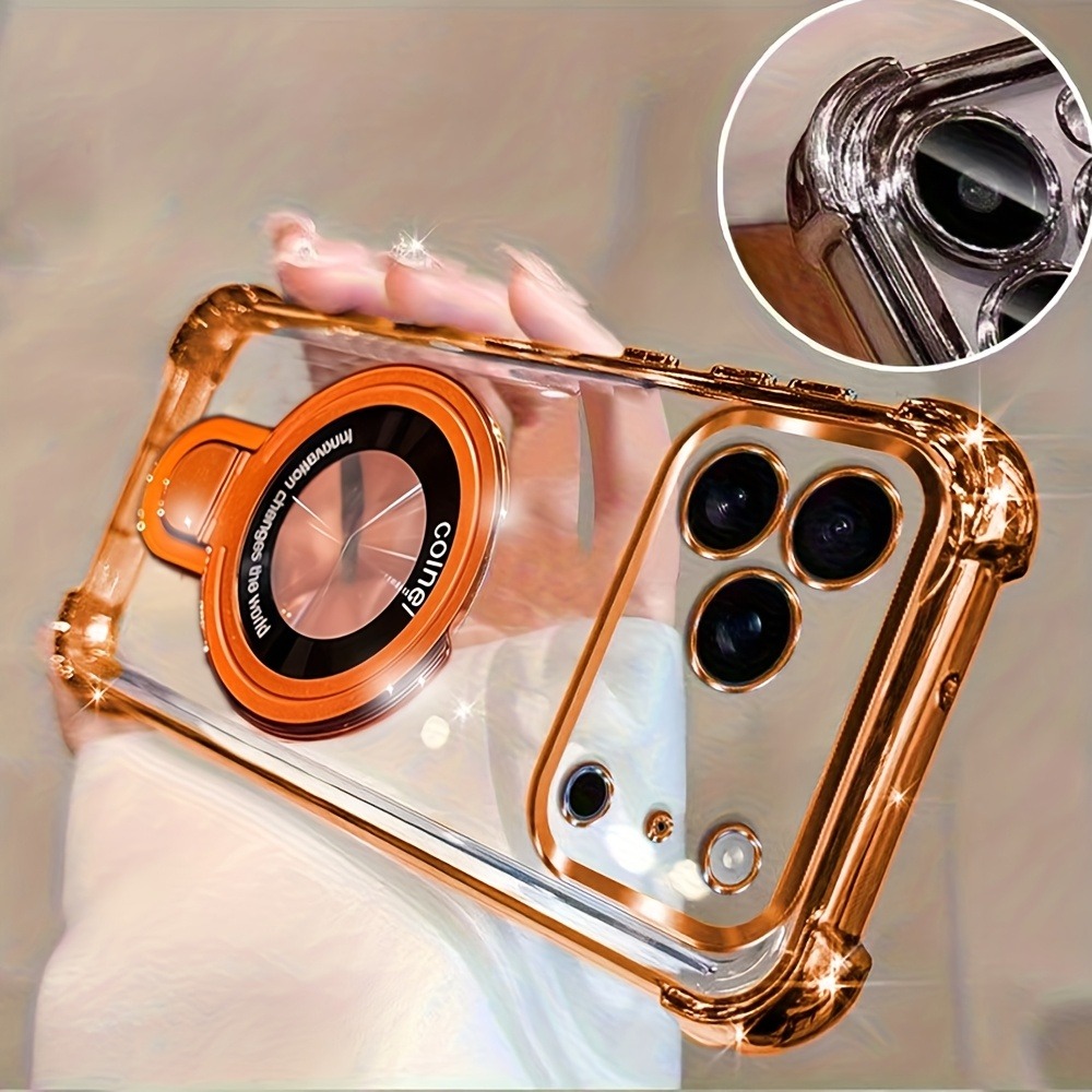 Phone Kickstand Ring - Luxury Clear Plating Phone Case for
