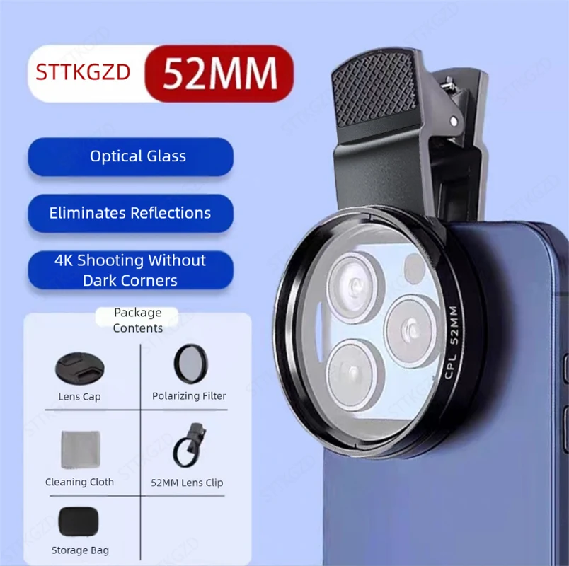 Lens Camera Clip - 52mm CPL Mobile Phone Lens Filter