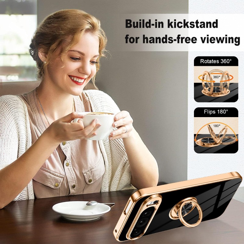 Fashion Slim Soft TPU Gold Pla - Phone Kickstand Ring review and price