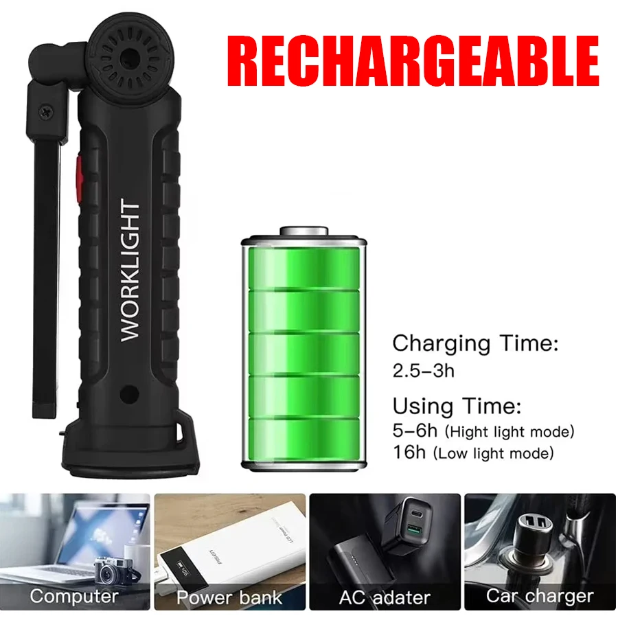 New Portable COB LED Flashligh - Type C Adapter review and price