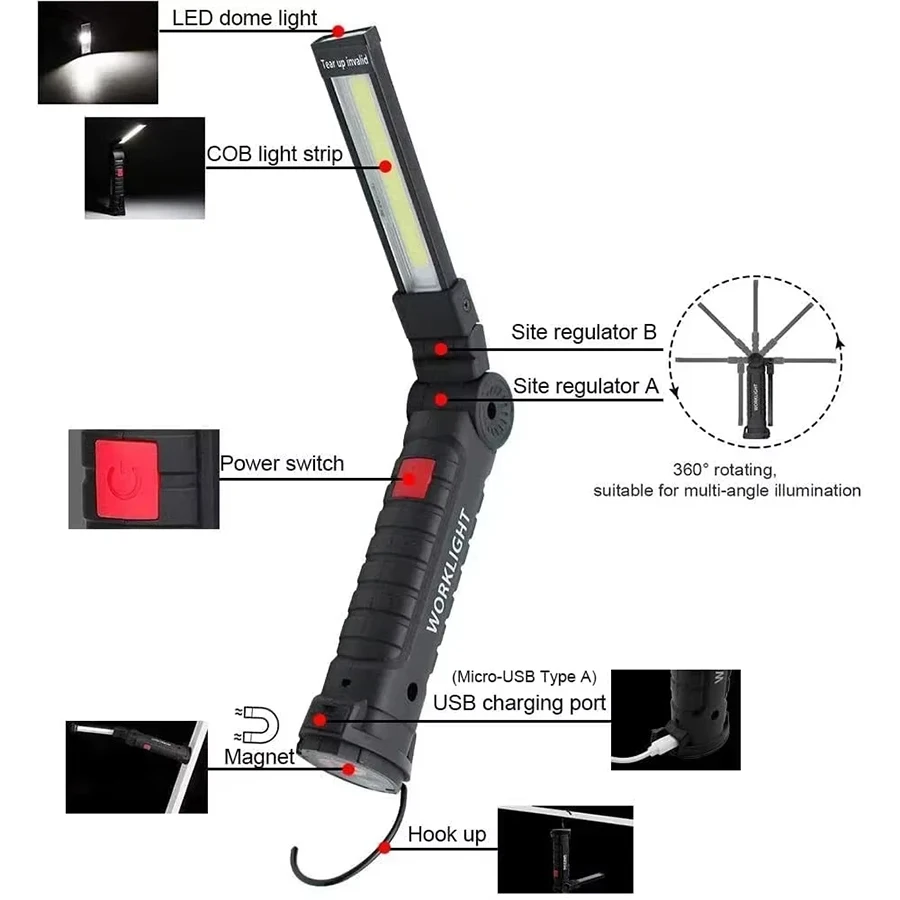 New Portable COB LED Flashligh - Type C Adapter review and price