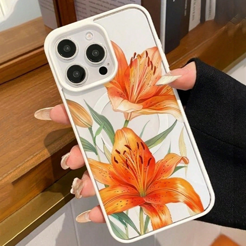 Orange Lily-Patterned Magnetic - Magsafe Wireless Charger review and price